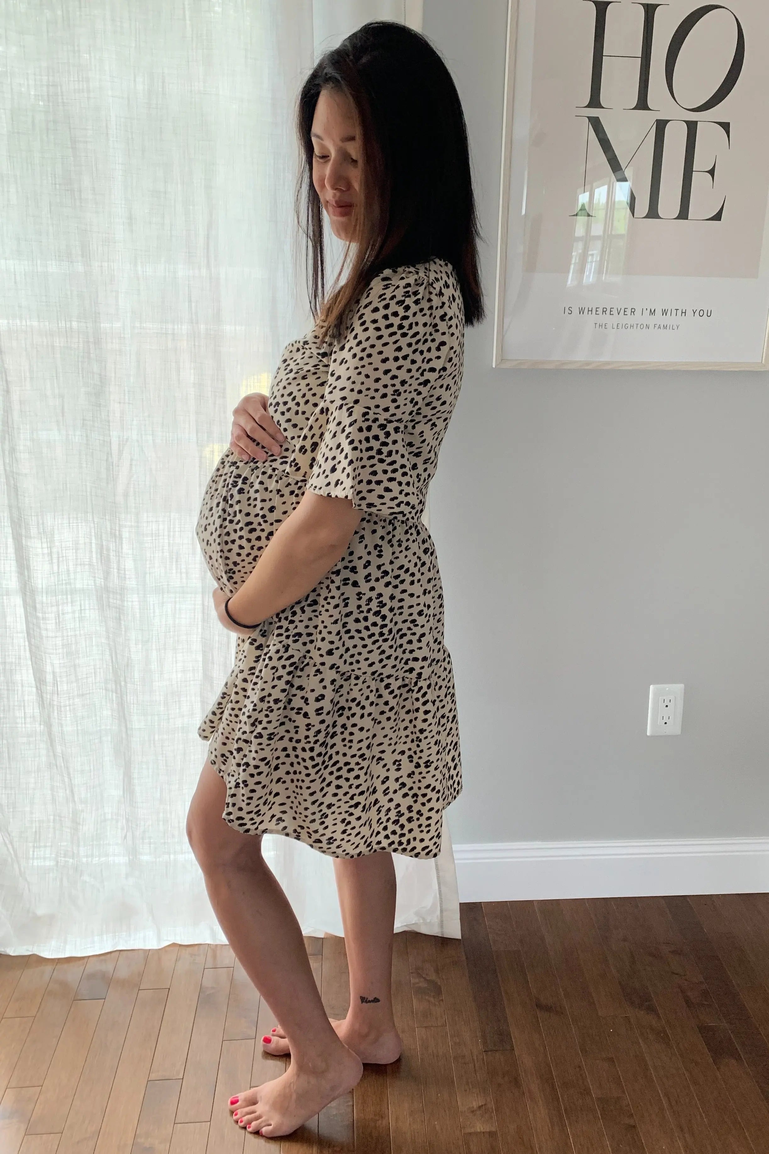 Beige Animal Print Ruffle Sleeve Maternity Dress PinkBlush