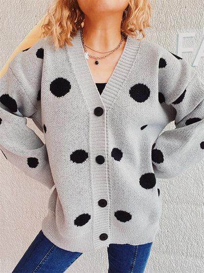 Chic polka dot cardigan - stylish layering