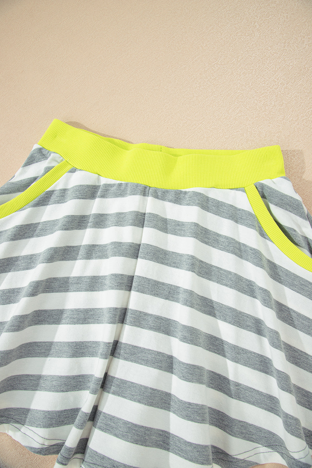 Premium Gray Stripe Ribbed Long Sleeve Blouse Plus Shorts Set Dear-Lover Dropshipping