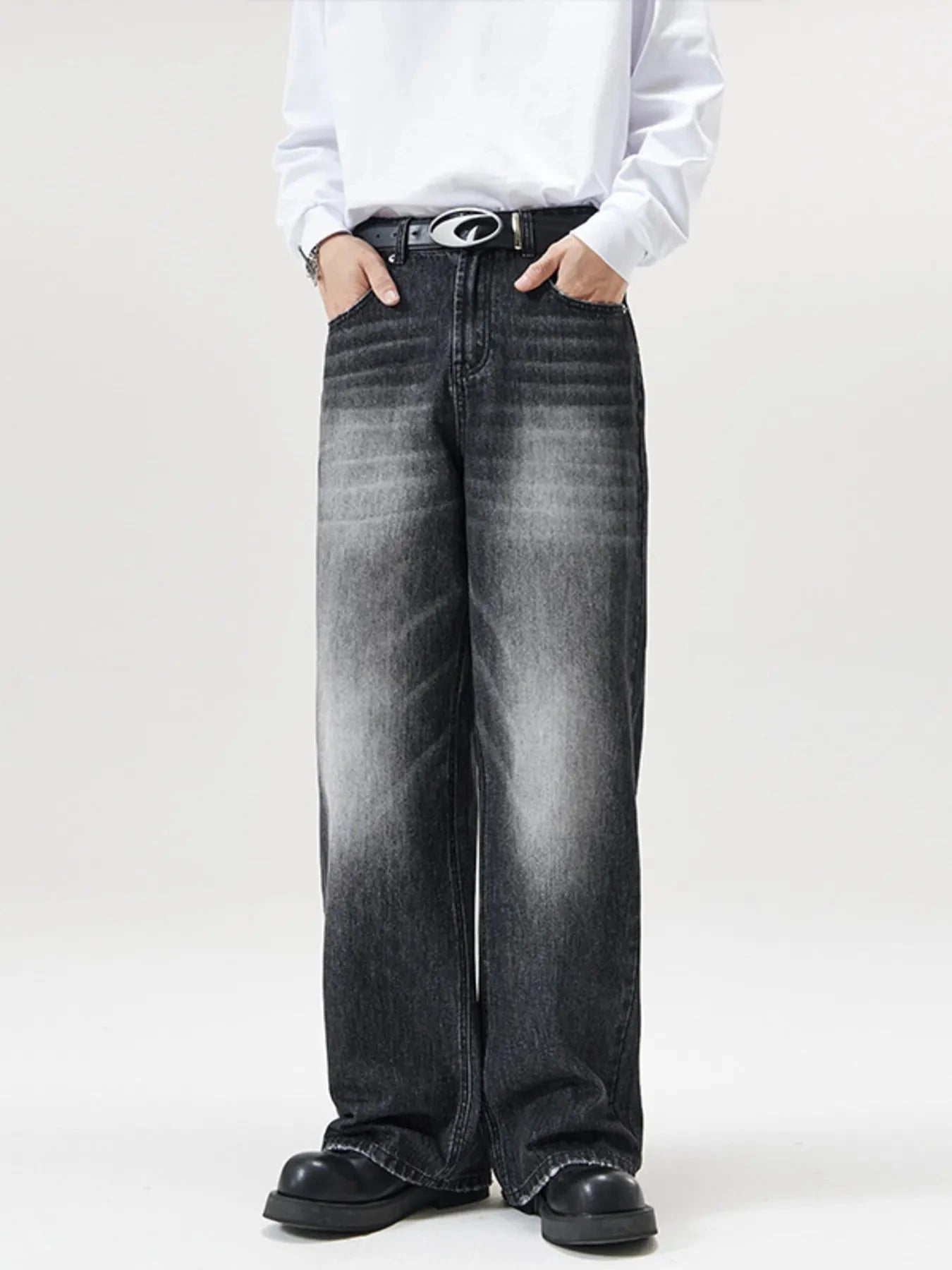 Mens Full Size Washed Wide Leg Jeans For Plus Size Simply Love