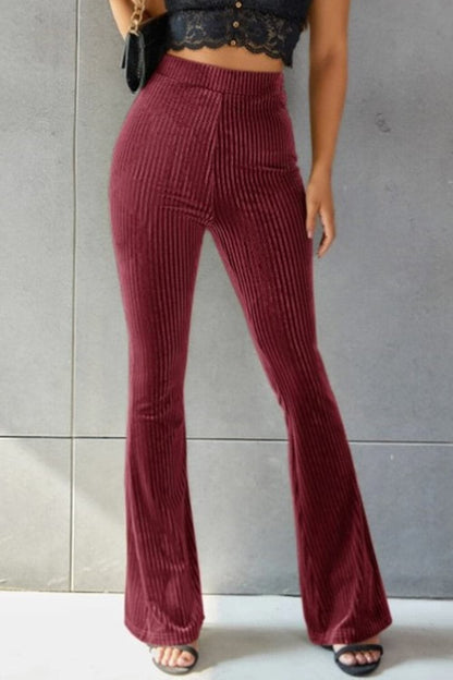 Ribbed High Waist Flare Pants.