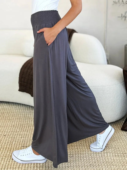 ShopBasicbae: Smocked Wide Leg Pants