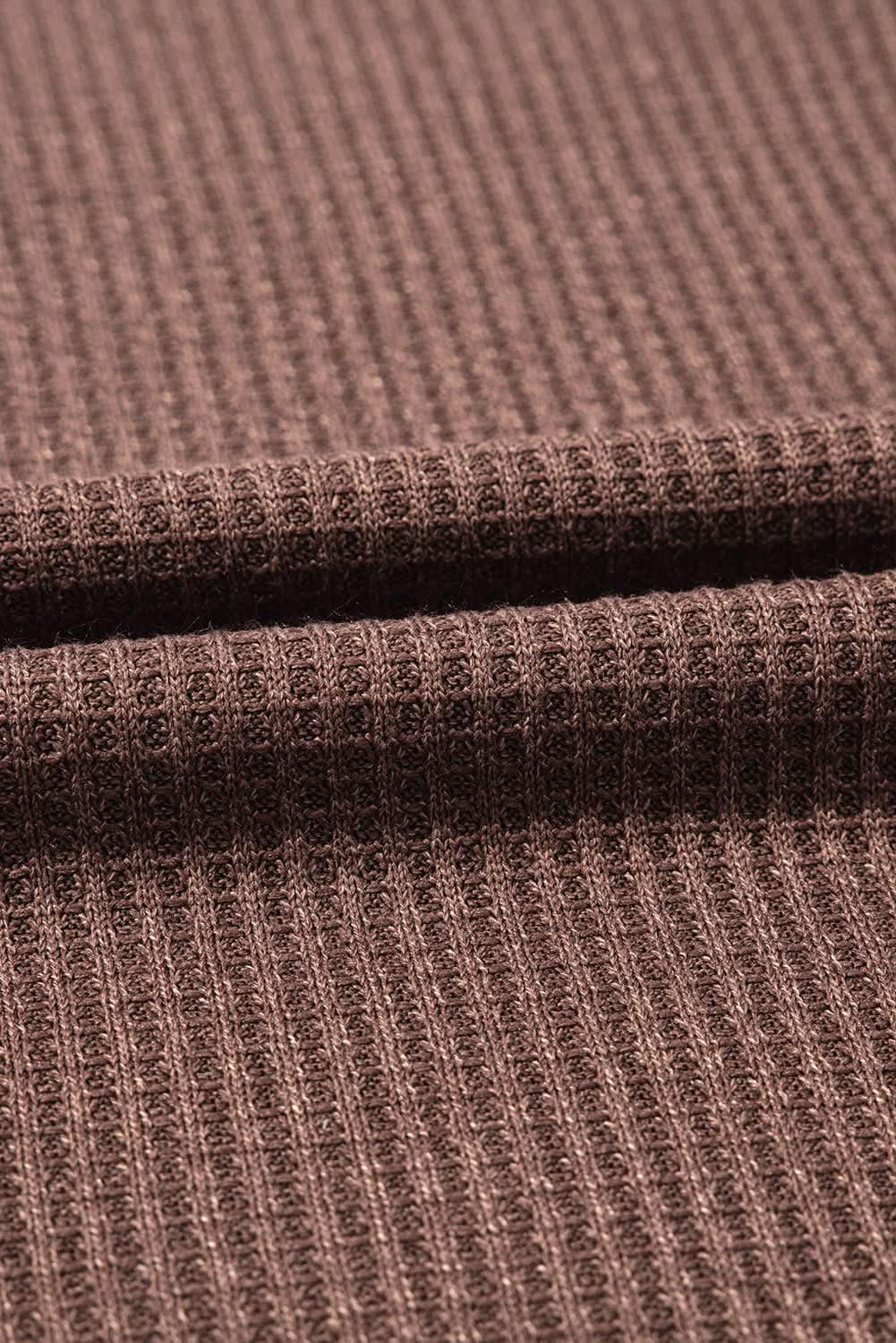 Coffee Ruffled Floral Sleeve Patchwork Waffle Knit O Neck Blouse - Love Salve 