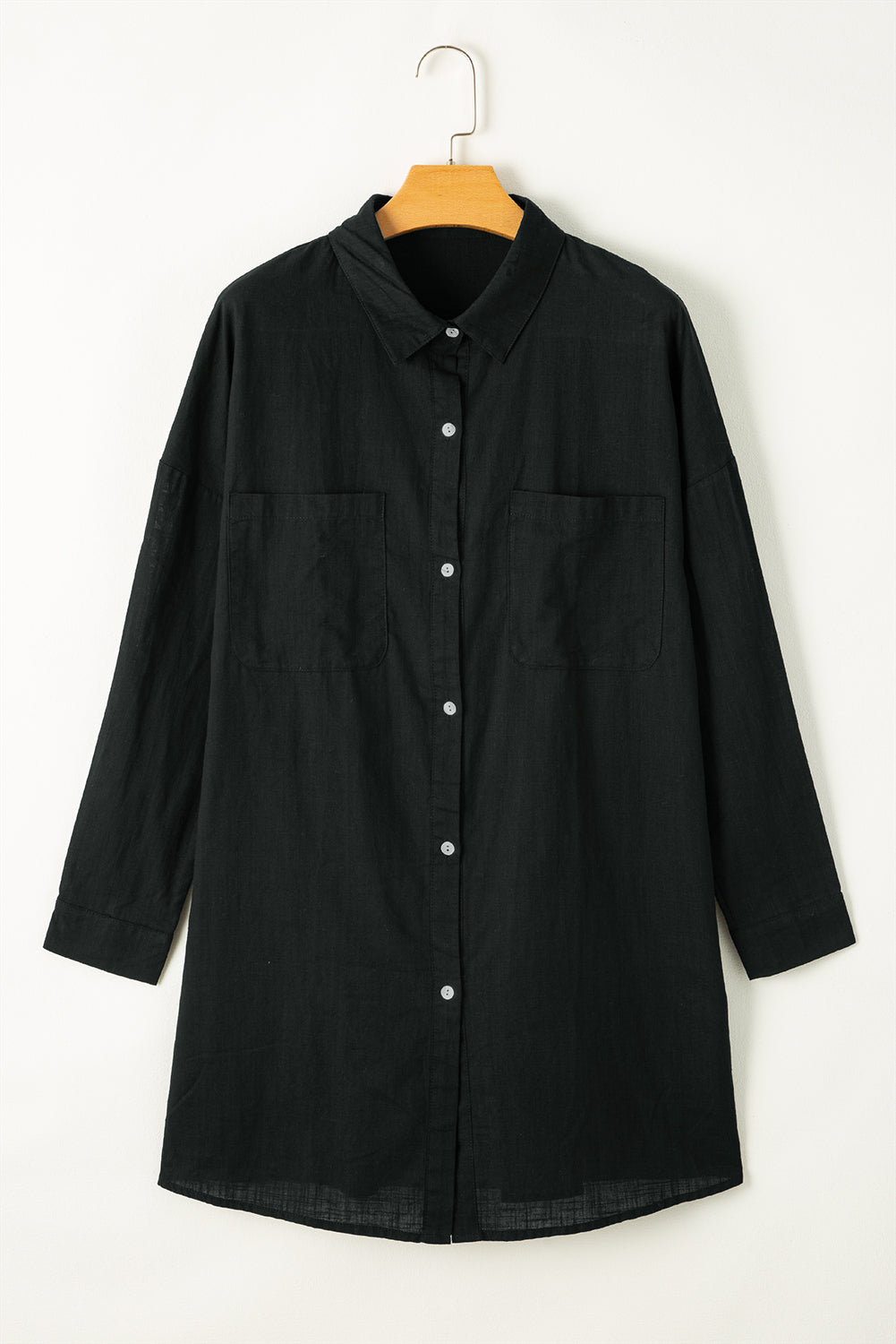 Chic black cotton beach cover-up shirt for summer styling