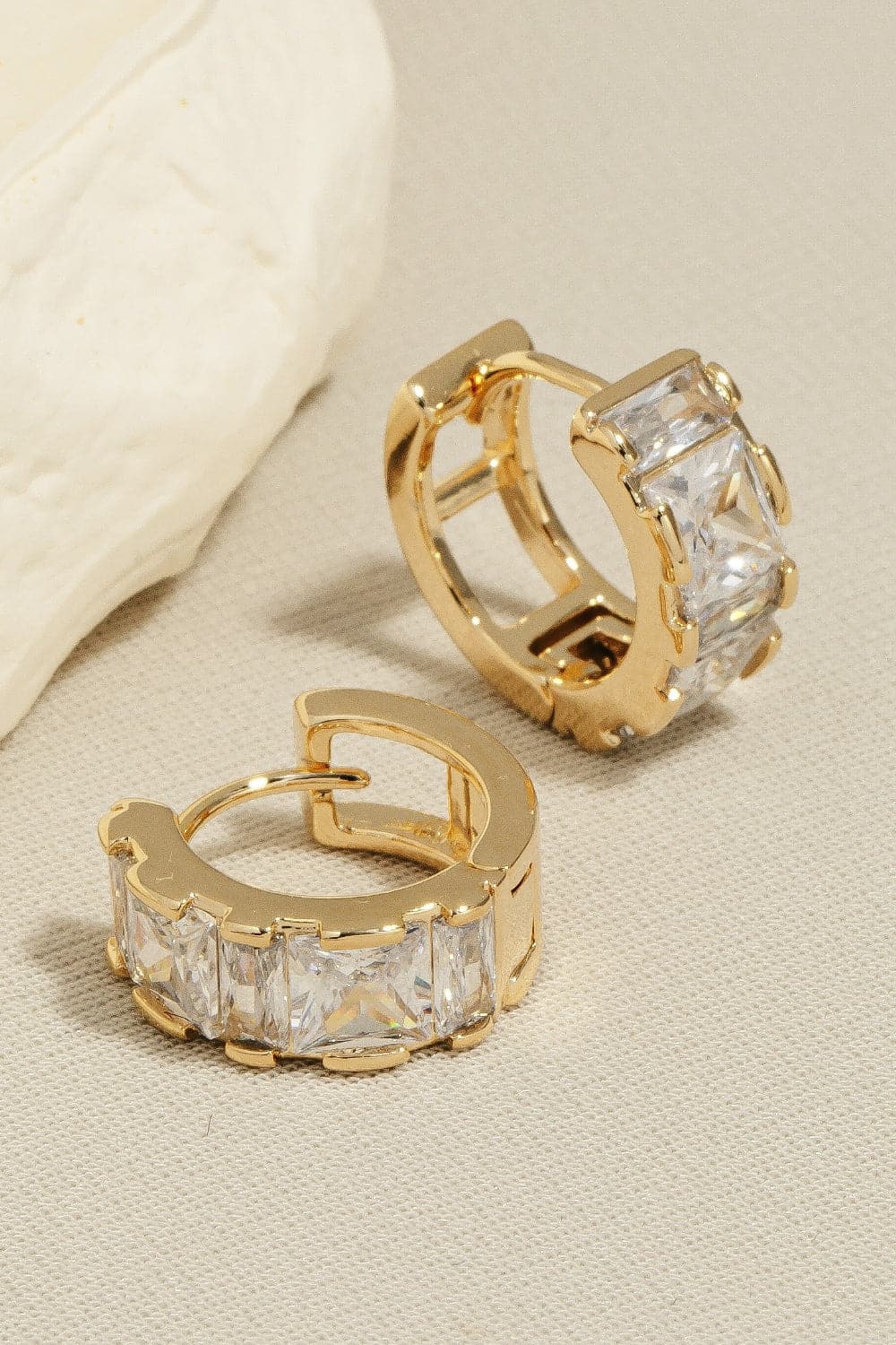 Dazzling mini huggie hoop earrings with rhinestones