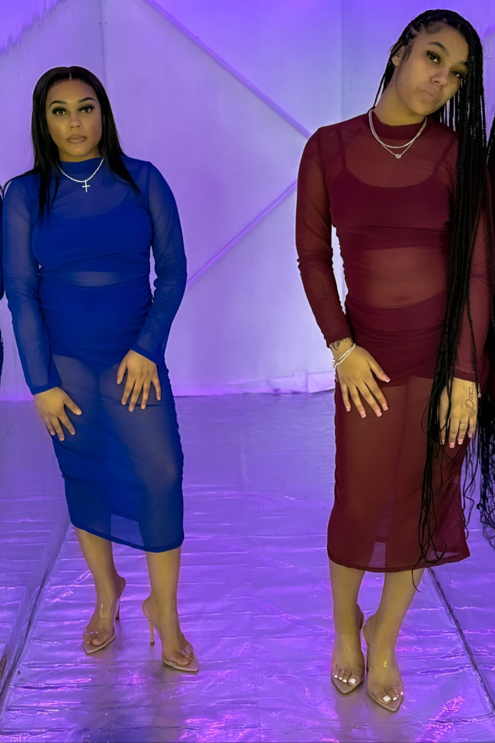 Triple Threat Mesh Magic: 3-Piece Crop Top, High Waist Shorts & Sheer Dress Set Coco’s Tee Boutique