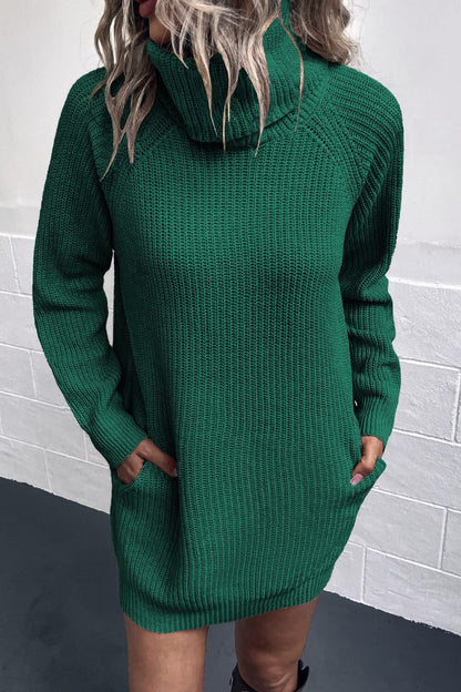 Turtleneck Sweater Dress with Pockets.