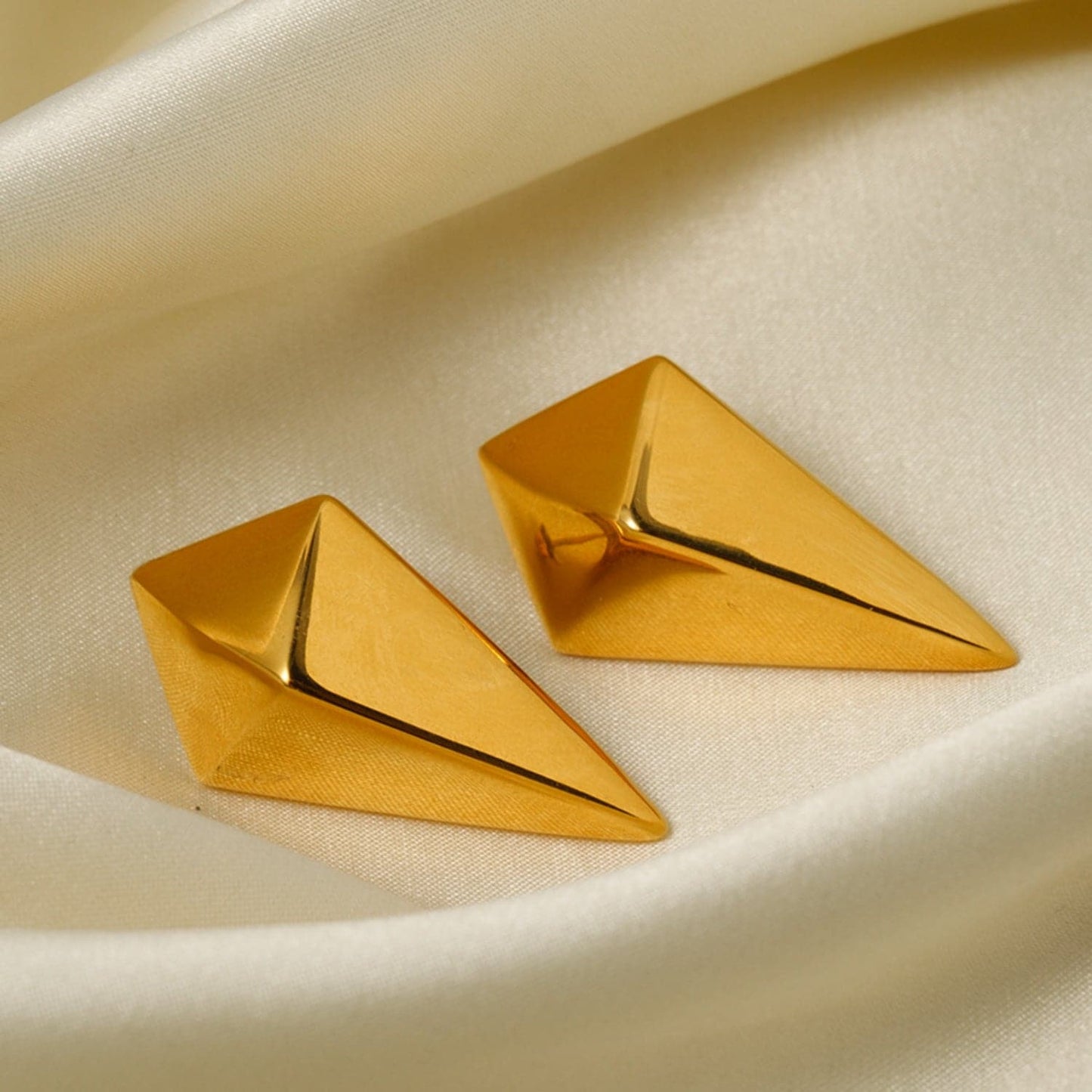 Stainless Steel 18K Gold-Plated Geometric Earrings.