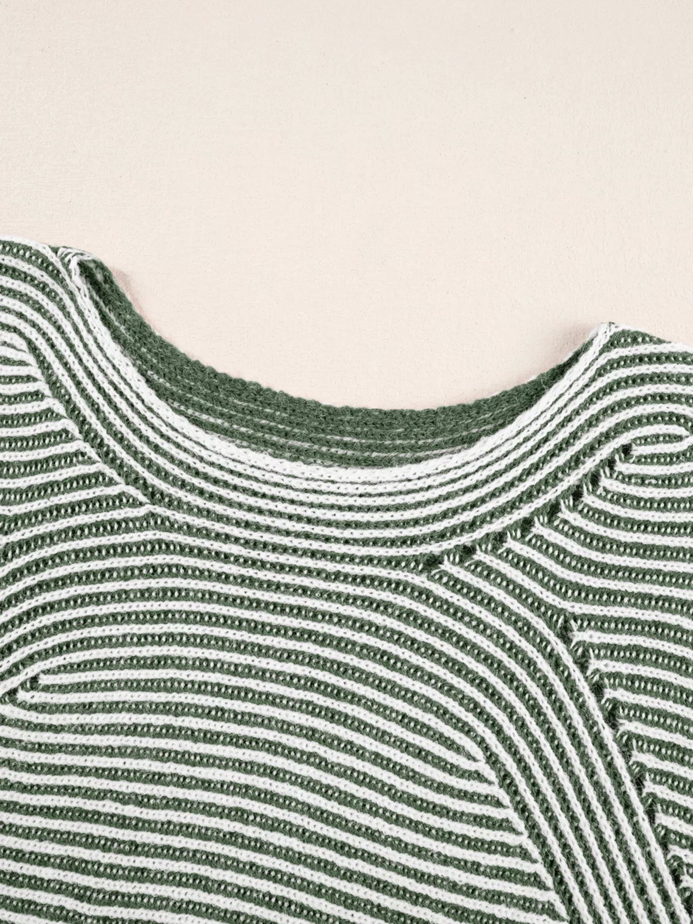 Striped Ribbed Knit Boat Neck Baggy Sweater Simply Love