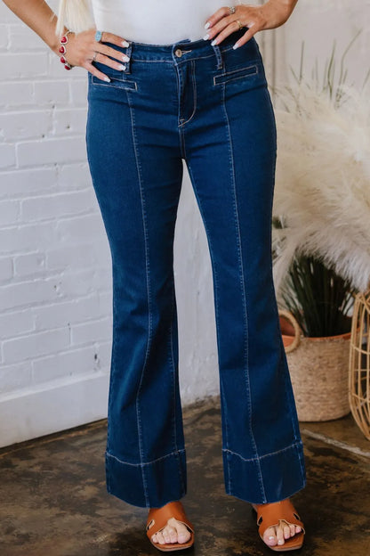 Center Seam Deep Wash Straight Jeans