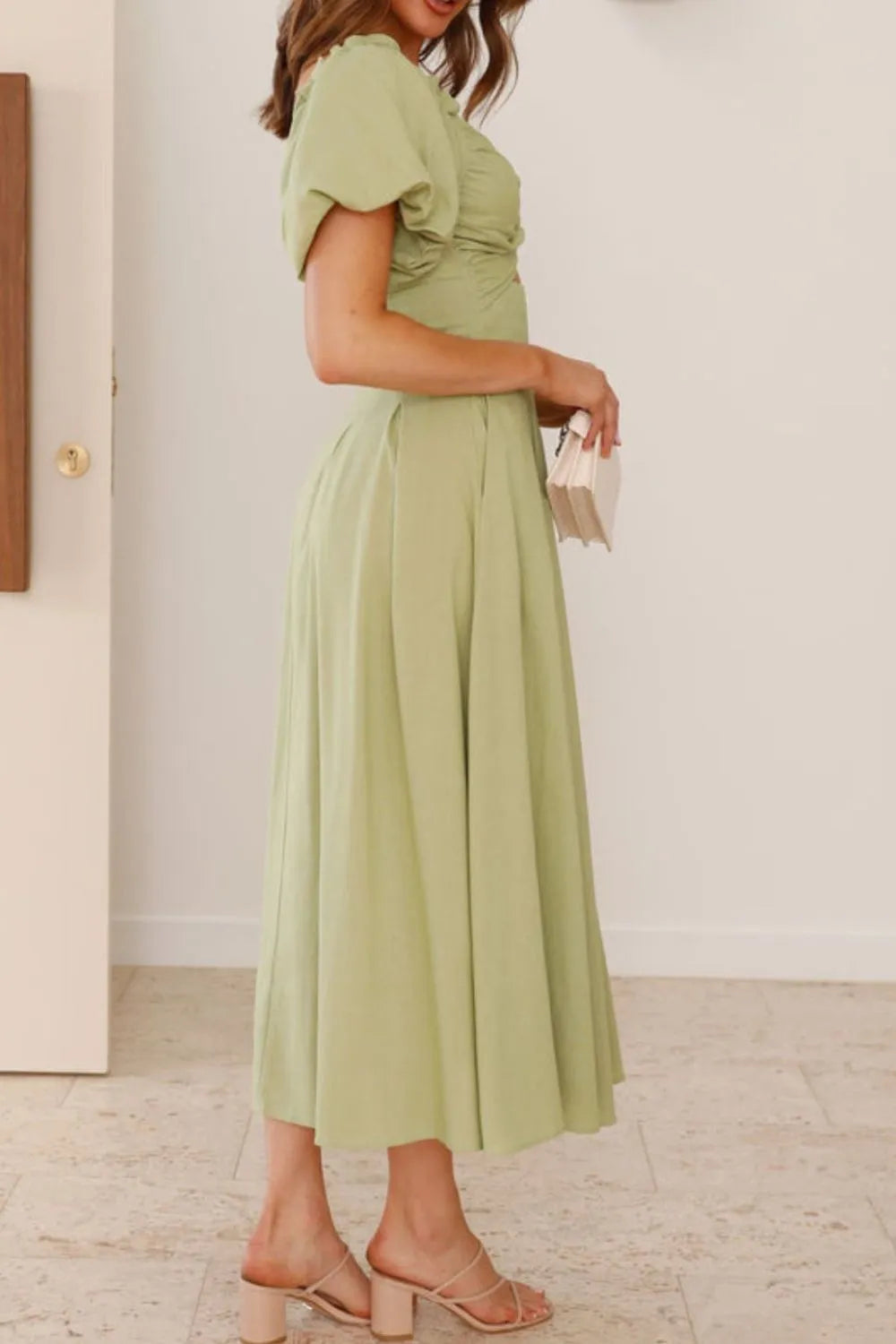 Sweet Serenity Puff Sleeve Midi Dress