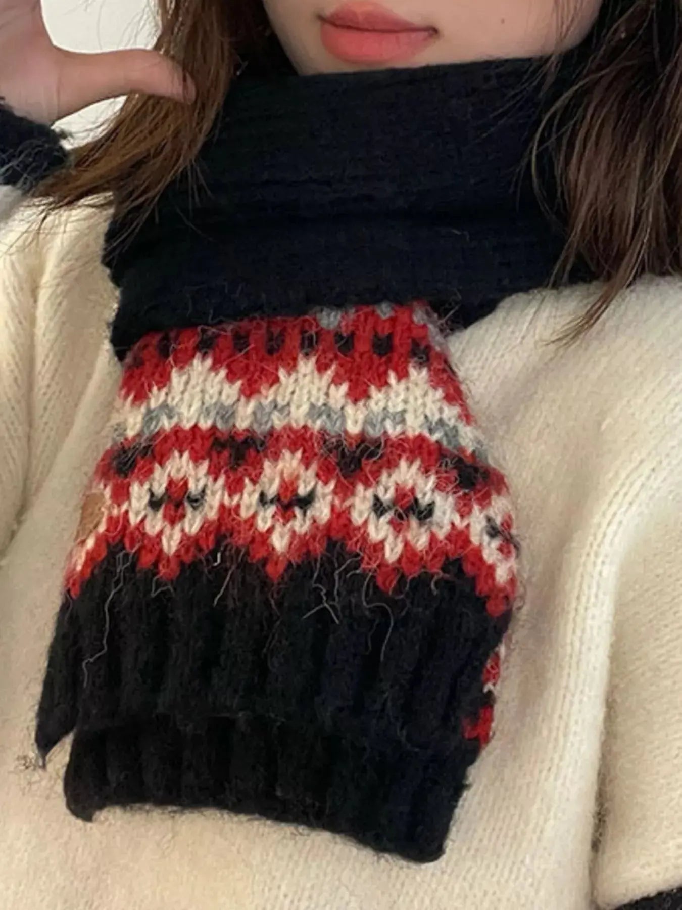 Nordic Pattern Knitted Winter Scarf Simply Love