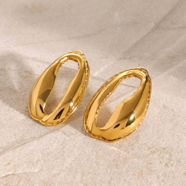 Elegant 18K gold-plated tooth shell dangles