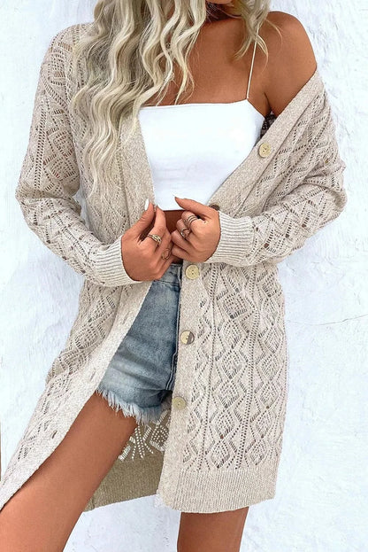 Openwork long sleeve cardigan