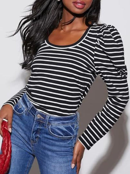 Stylish striped long sleeve tee for versatile fashion