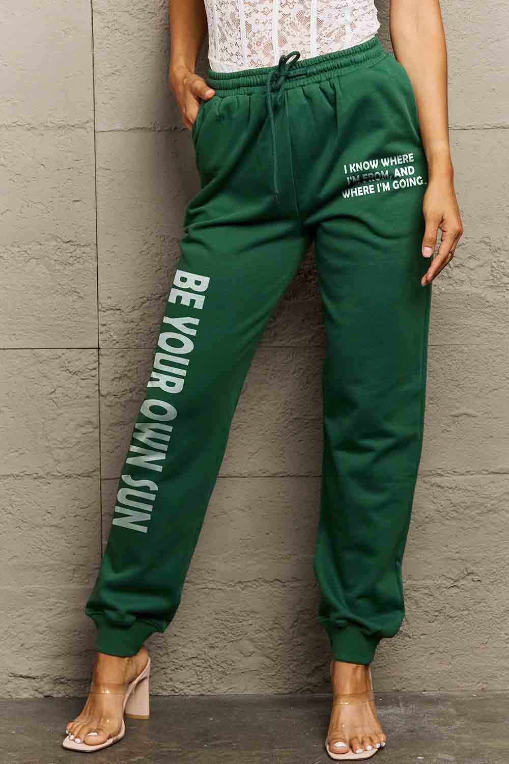 Simply Love Full Size BE YOUR OWN SUN Graphic Sweatpants.