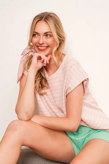 Lime 'N' Chili Striped Muscle Sleeve Top - Love Salve 