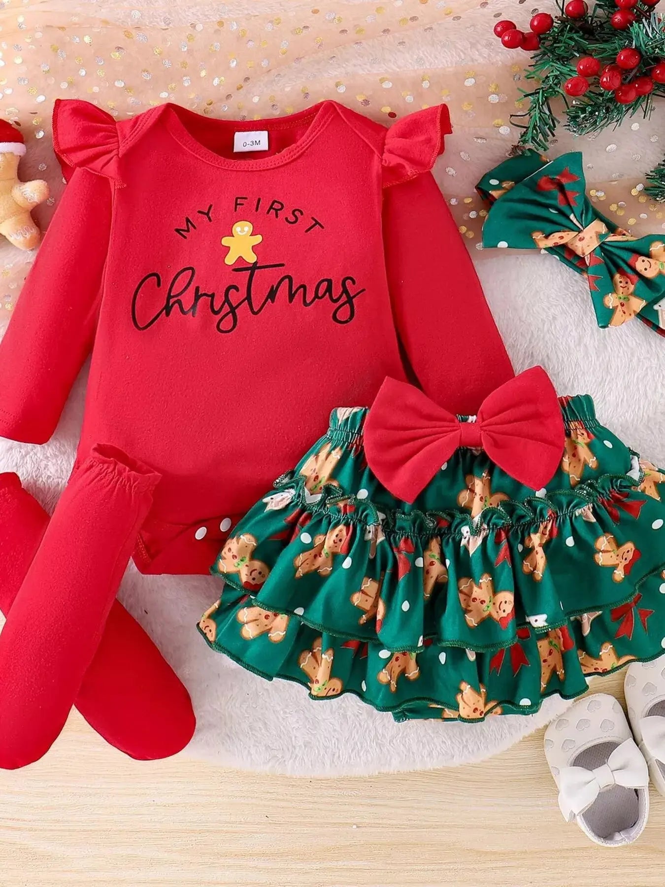 Children's My First Christmas Ruffle Sleeve Set Simply Love