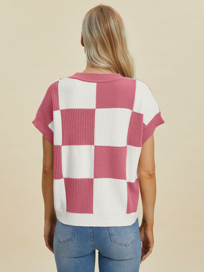 Chic Checkered Sweater - Plus Size