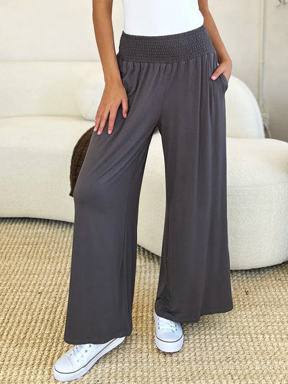 ShopBasicbae: Smocked Wide Leg Pants