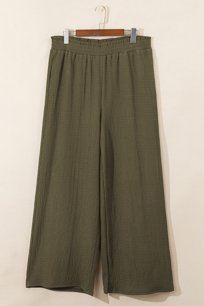 Jungle green plus size wide-leg pants