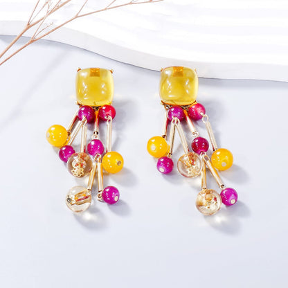 Acrylic Bead Dangle Earrings.