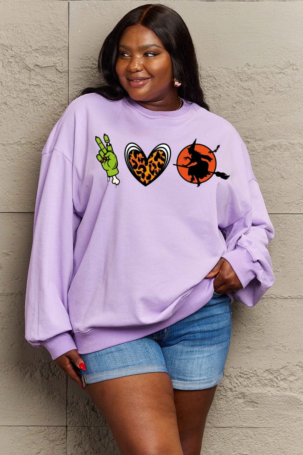 Cozy comfort drop shoulder graphic sweatshirt