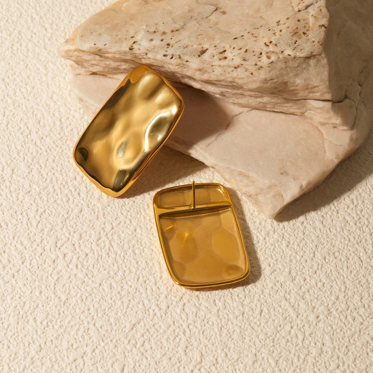 18K Gold-Plated Square Earrings.