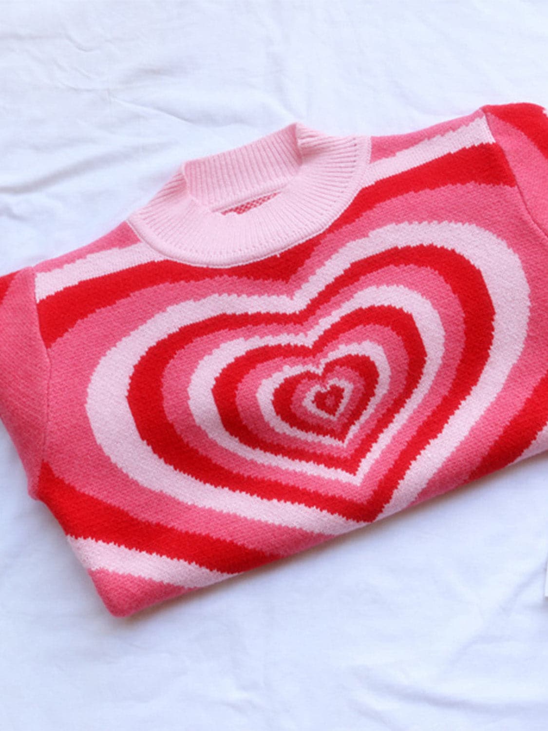 Heart Mock Neck Long Sleeve Sweater.