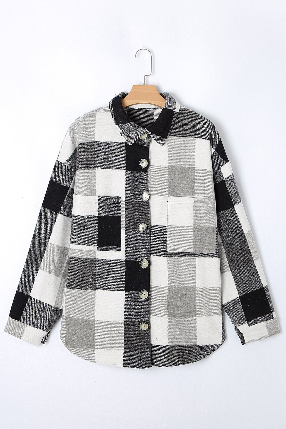 Gray checkered plus size shacket