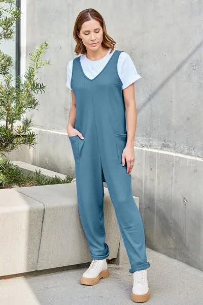 Double Take Full Size Sleeveless Straight Jumpsuit - Love Salve