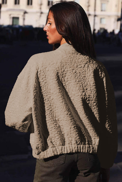 Chic quilted floral jacket in light beige