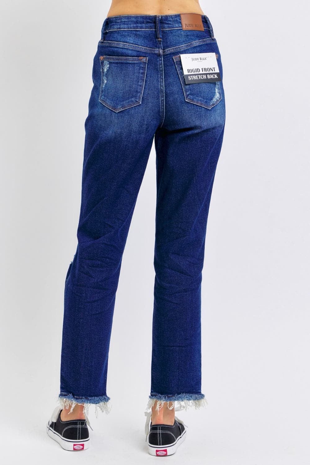 Judy Blue Full Size High Waist Rigid Magic Heavy Destroy Straight Jeans.