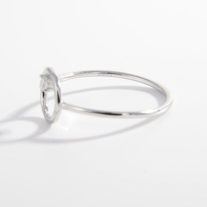 Zircon Circle 925 Sterling Silver Ring.