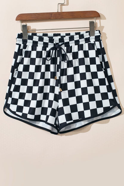 Drawstring Checkered Shorts with Pockets.