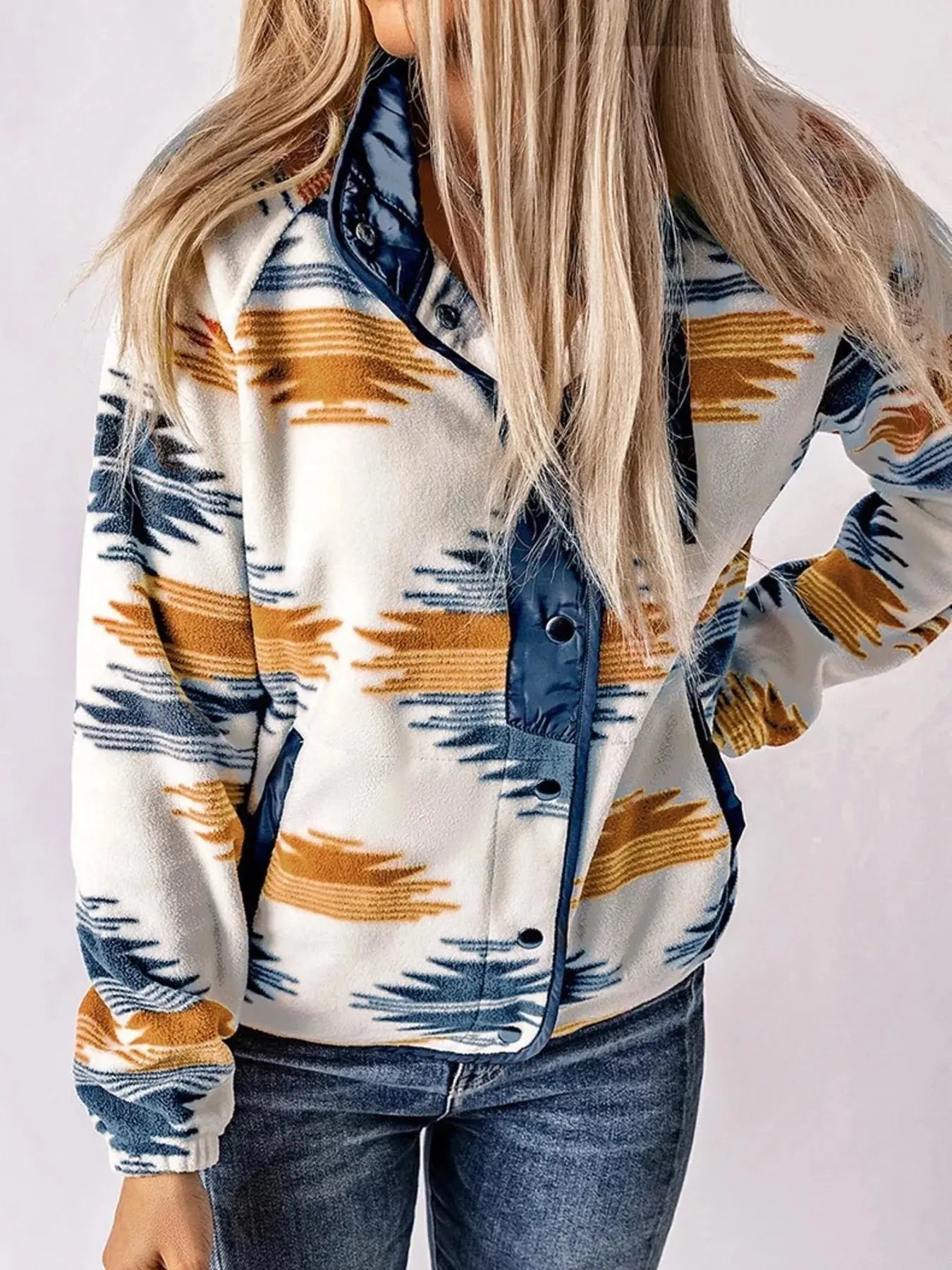 Geometric Snap Down Jacket Simply Love