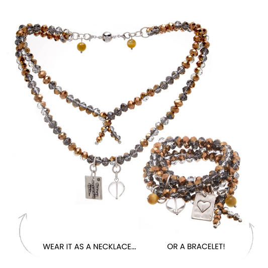 Woke Up Sexy As Hell Again Heart Crystal Boho Wrap Bracelet/Necklace Katia Designs