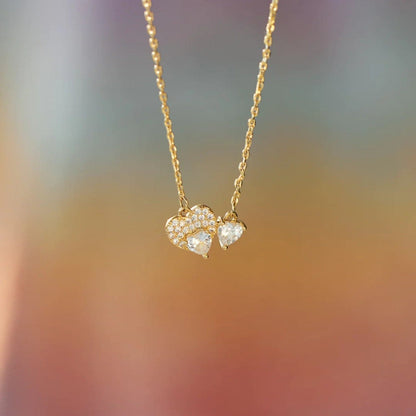 18K Gold-Plated 925 Sterling Silver Zircon Heart Necklace.