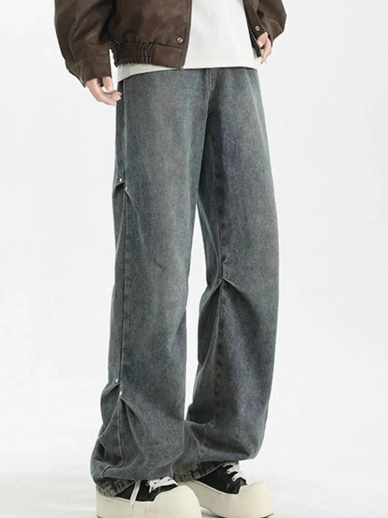 Men's Plus Size Wide Leg Jeans Washed Denim Casual Wear Simply Love