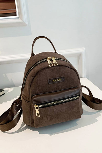 Chic suede mini backpack with adjustable straps