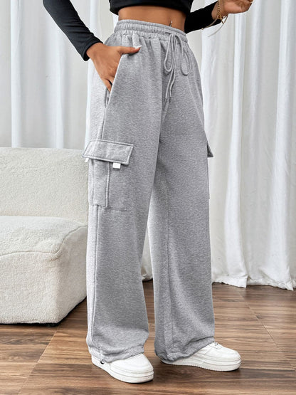 Perfee Drawstring Elastic Waist Joggers with PocketsFeatures: Drawstring, Pocketed
Sheer: Opaque
Material composition: 85% polyester, 15% cotton
Care instructions: Machine wash cold. Tumble dry low.
Imported


Size
USLove Salve Perfee Drawstring Elastic Waist JoggersPants