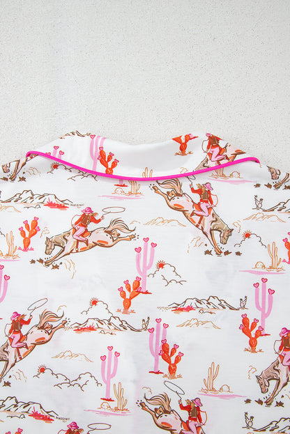 White Western-Themed Sleepwear Set