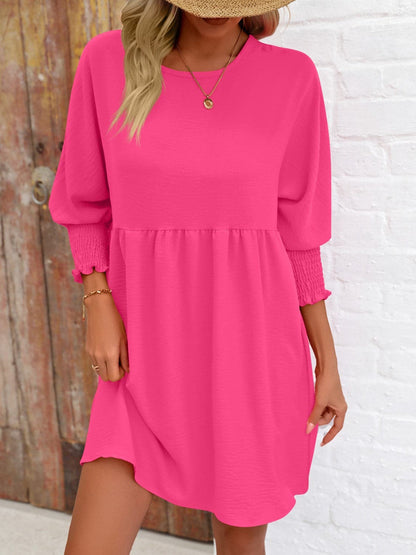 Round Neck Lantern Sleeve Mini DressFeatures: Basic style
Sheer: Opaque
Stretch: Slightly stretchy
Body: Not lined
Material composition: 100% polyester
Care instructions: Machine wash cold. Tumble dry Love Salve Round Neck Lantern Sleeve Mini Dress