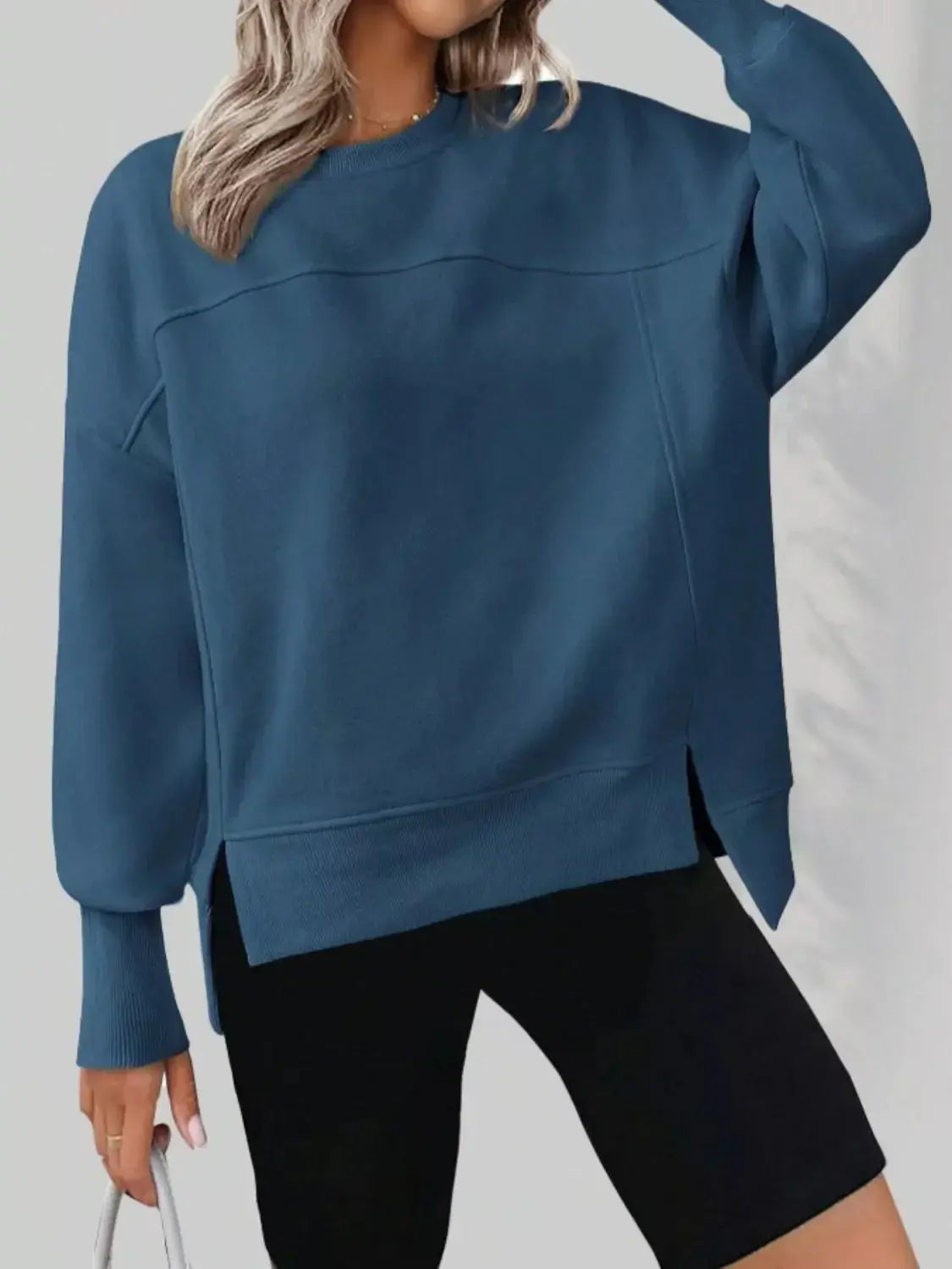 Casual Loose Side Slit Sweatshirt Simply Love