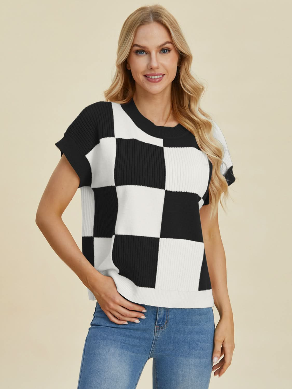 Chic Checkered Sweater - Plus Size