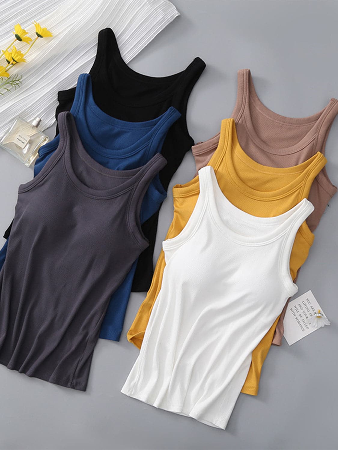 Round Neck Tank with Bra.