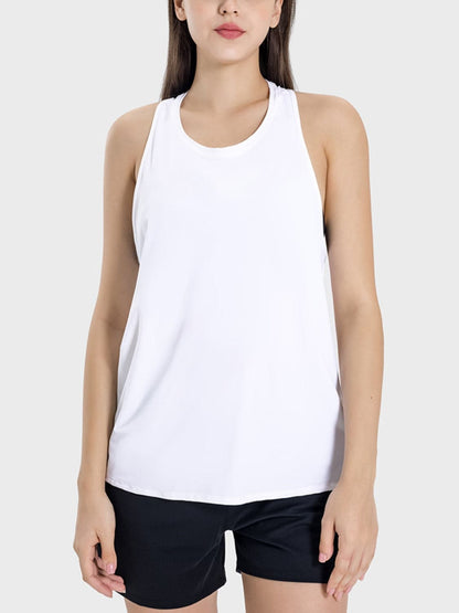 Round Neck Wide Strap Active Tank.