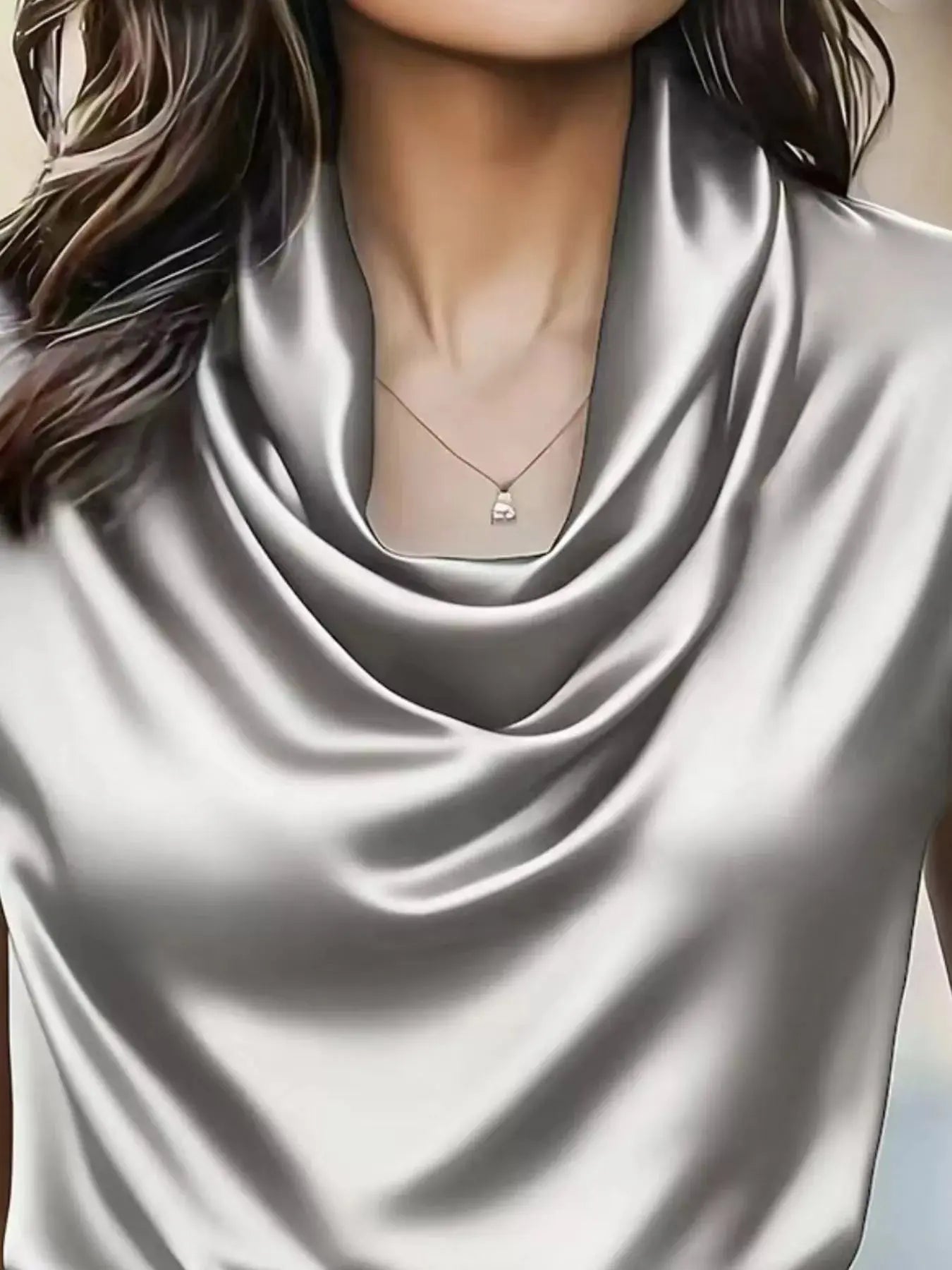 Satin Cowl Neck Blouse Simply Love