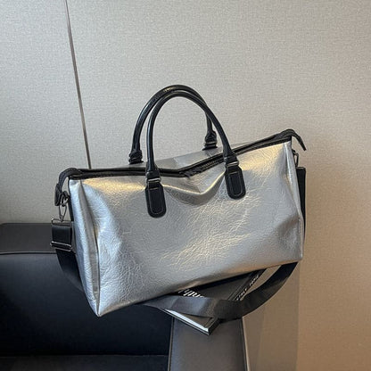 Stylish oversized PU leather travel tote