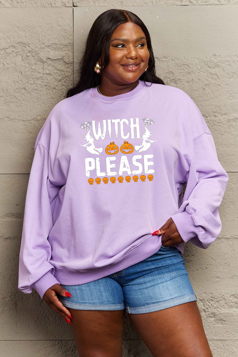 Simply Love Full Size WITCH PLEASE Graphic Sweatshirt.